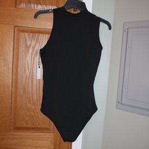Women's Asymmetrical Black Bodysuit - Size Large - NWT